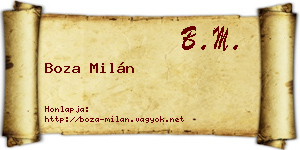 Boza Milán névjegykártya